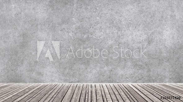 Picture of Raum mit Holzboden und Sichtbetonwand 